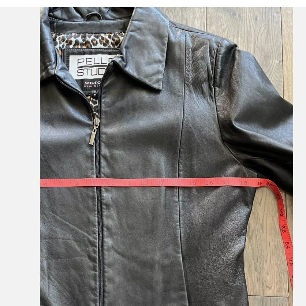 Wilsons 100% Genuine Leather Size M Pelle Studio Jacket Leopard Print Lining - Picture 7 of 10
